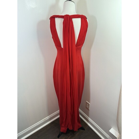 Vintage Dress Size 8 100% Silk Red Embellished Prom Dress Maxi Evening Gown - Picture 6 of 16